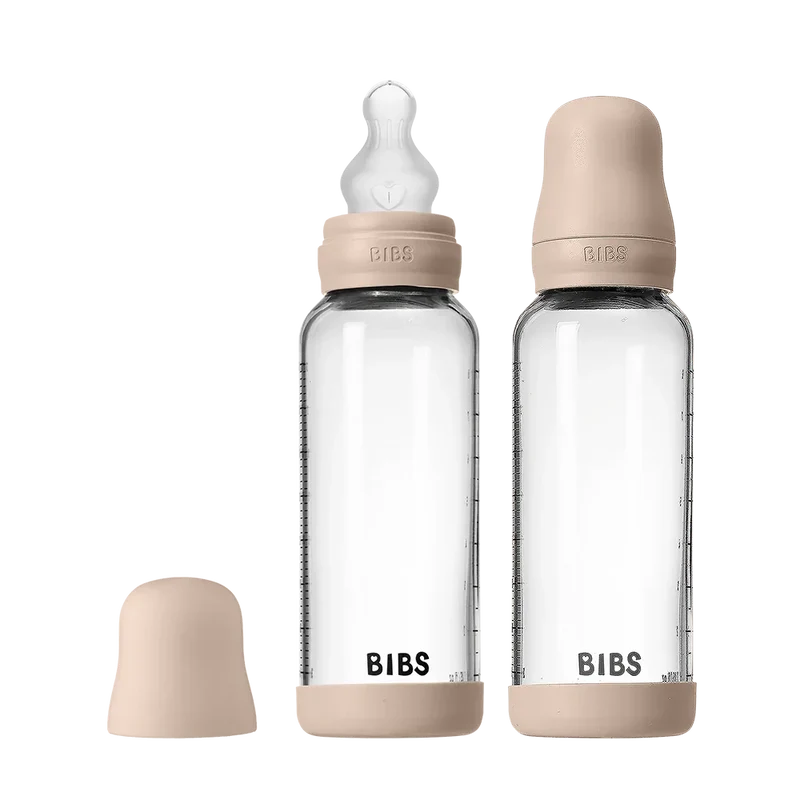 Baby Glass Bottle Set 240ml 2 Pack Silicone - Blush