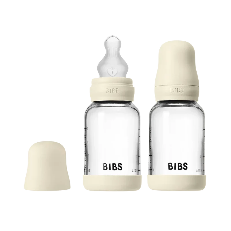 Baby Glass Bottle Set 120ml 2 Pack Silicone - Ivory
