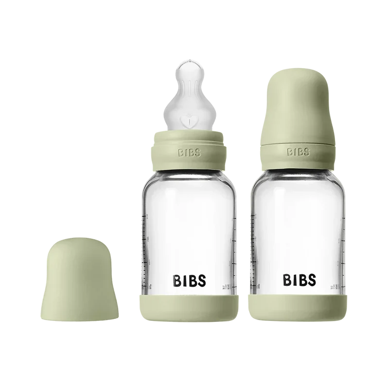 Baby Glass Bottle Set 120ml 2 Pack Silicone - Sage
