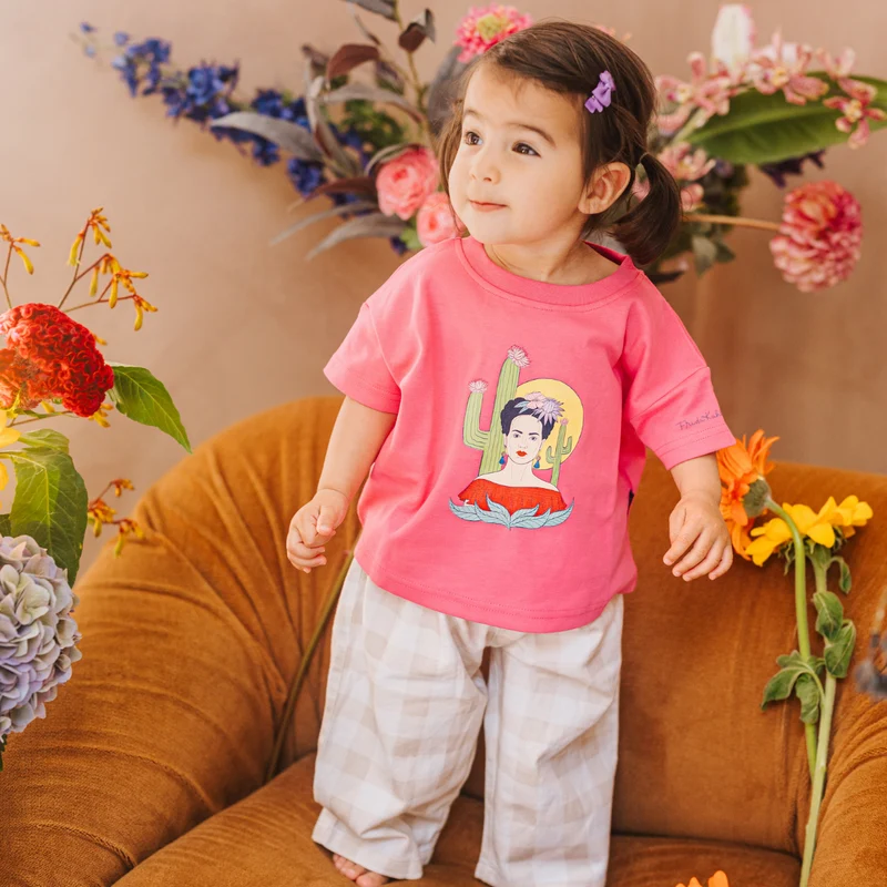Oversized Kid's T-Shirt Pink Frida