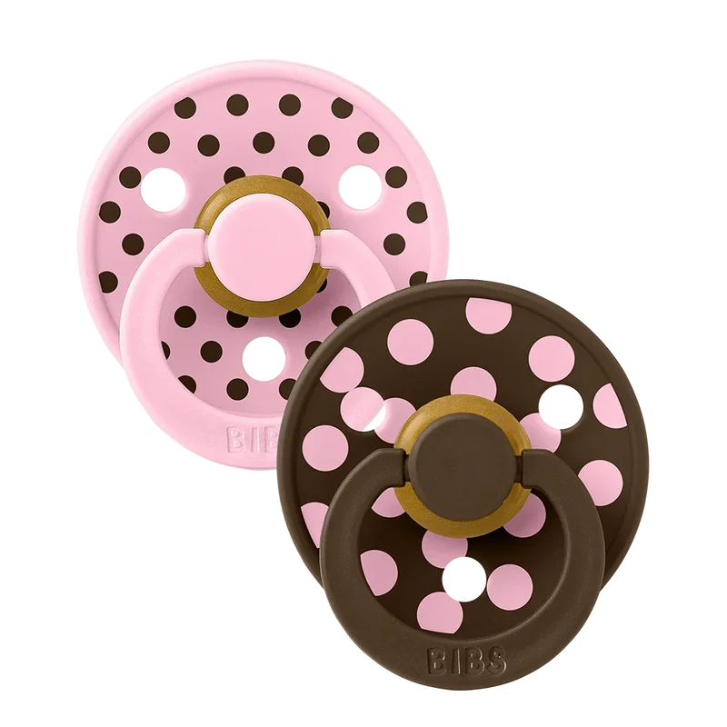 STUDIO Colour Pacifiers 2 Pack Polka - Baby Pink/Mocha