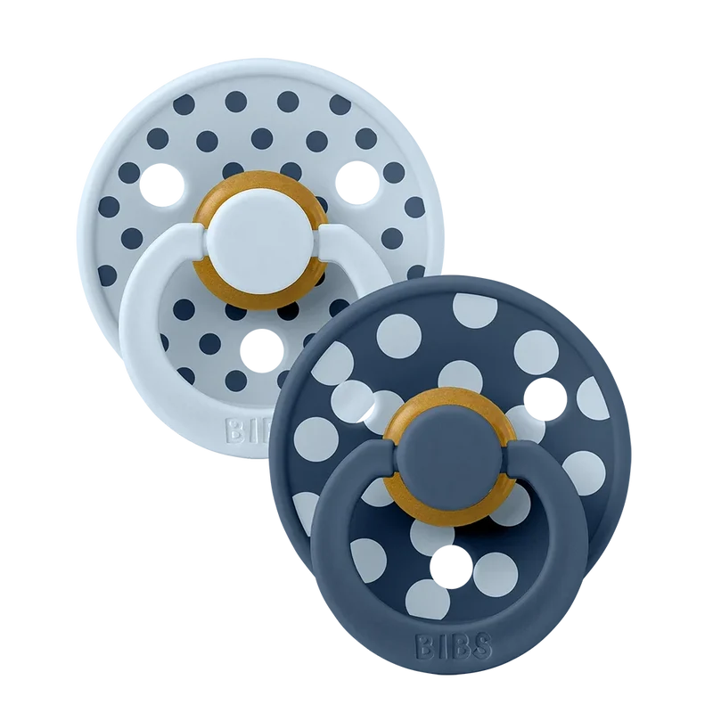 STUDIO Colour Pacifiers 2 Pack Polka - Baby Blue/Steel Blue