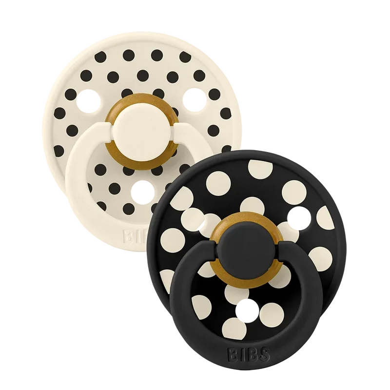 STUDIO Colour Pacifiers 2 Pack Polka - Ivory/Black