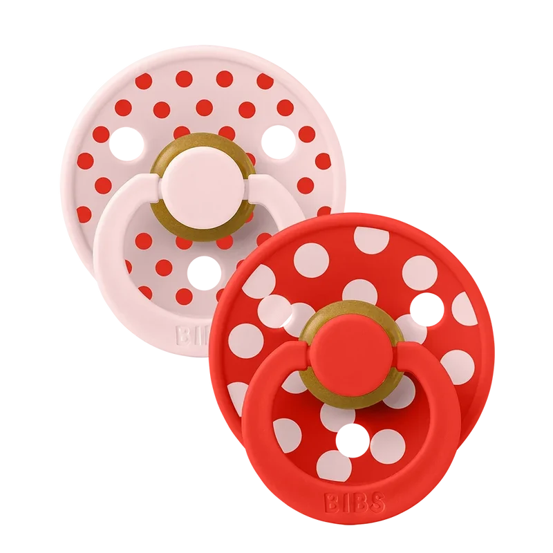 STUDIO Colour Pacifiers 2 Pack Polka - Blossom/Candy Apple
