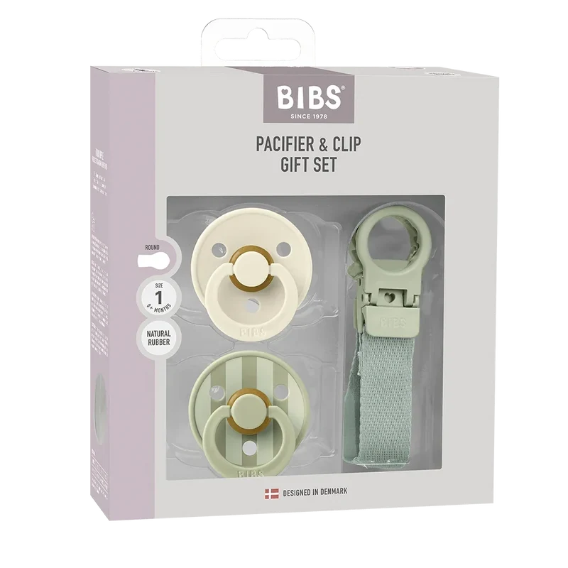 Colour Pacifier & Loop Clip Gift Set - Sage