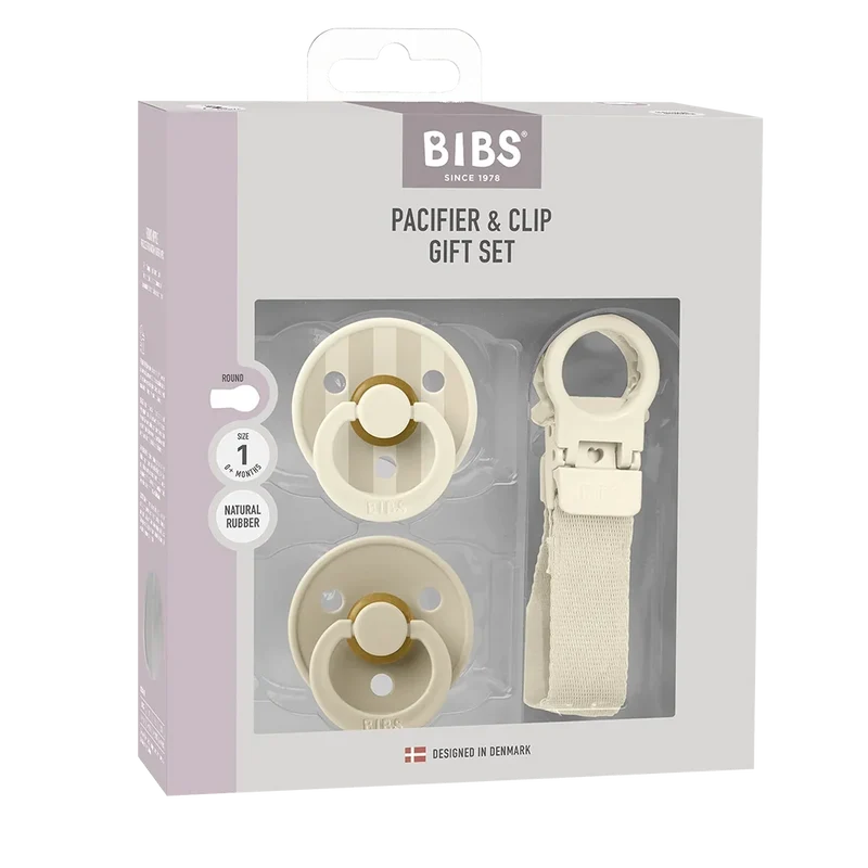 Colour Pacifier & Loop Clip Gift Set - Ivory