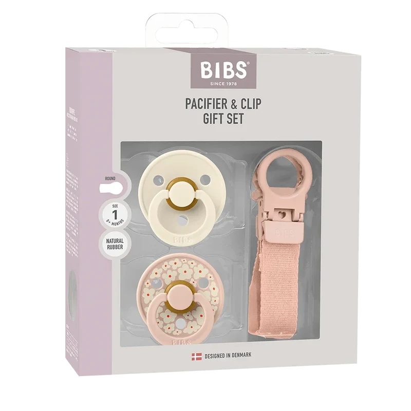 Colour Pacifier & Loop Clip Gift Set - Blush