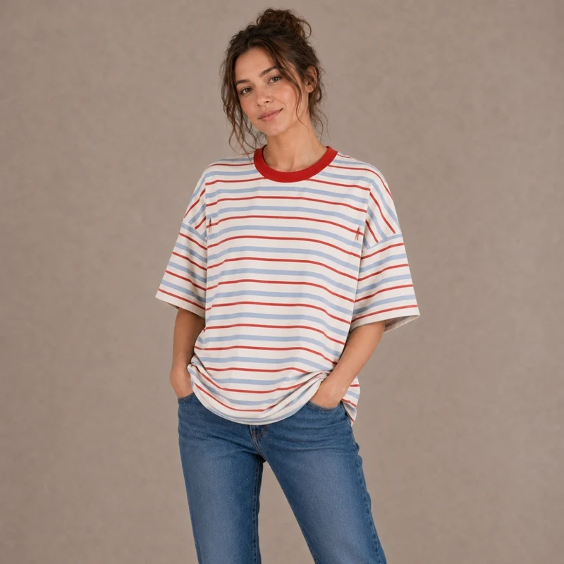 Oversized Breastfeeding Tee Retro Stripe
