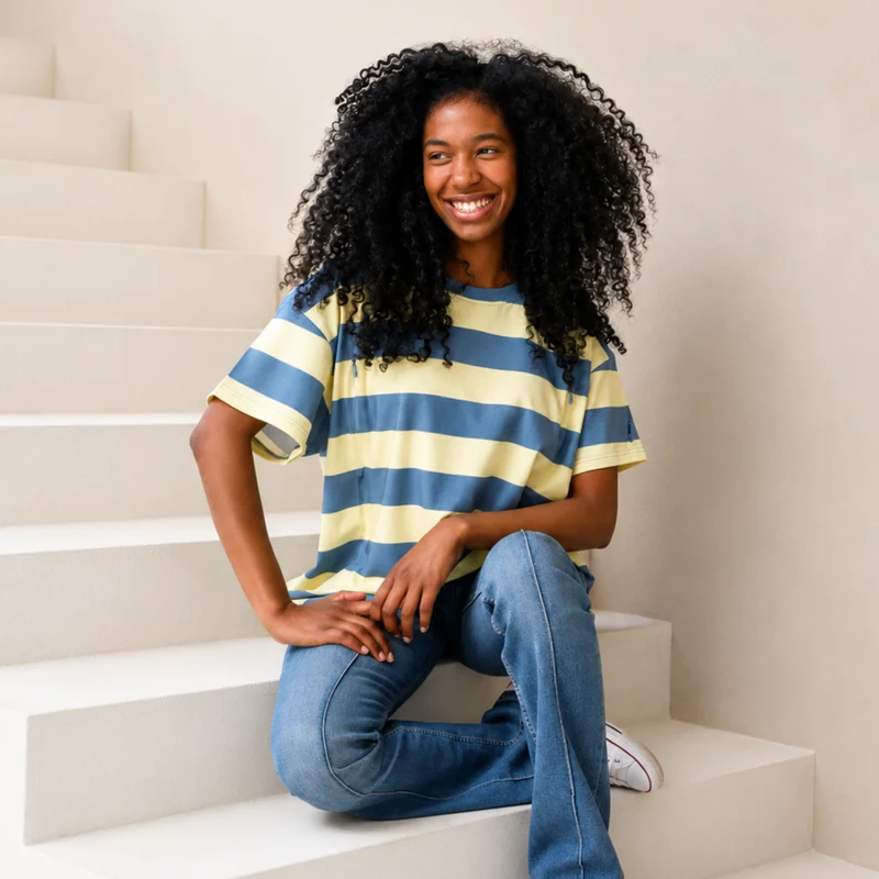 Oversized Breastfeeding Tee Butter and Blue