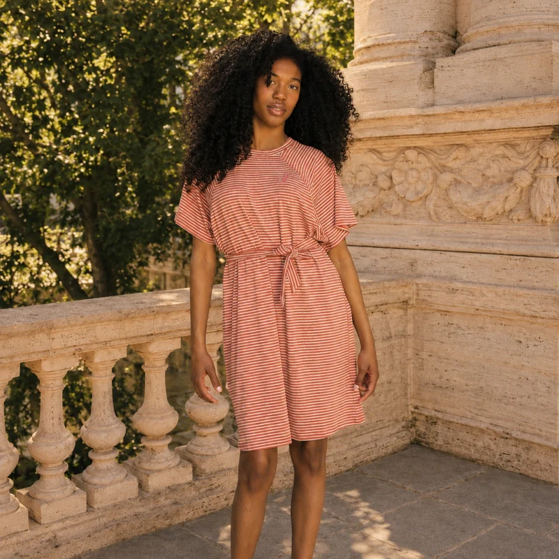 Barcelona Breastfeeding T-Shirt Dress Rusty Striped
