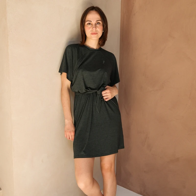 Barcelona Breastfeeding T-Shirt Dress Charcoal