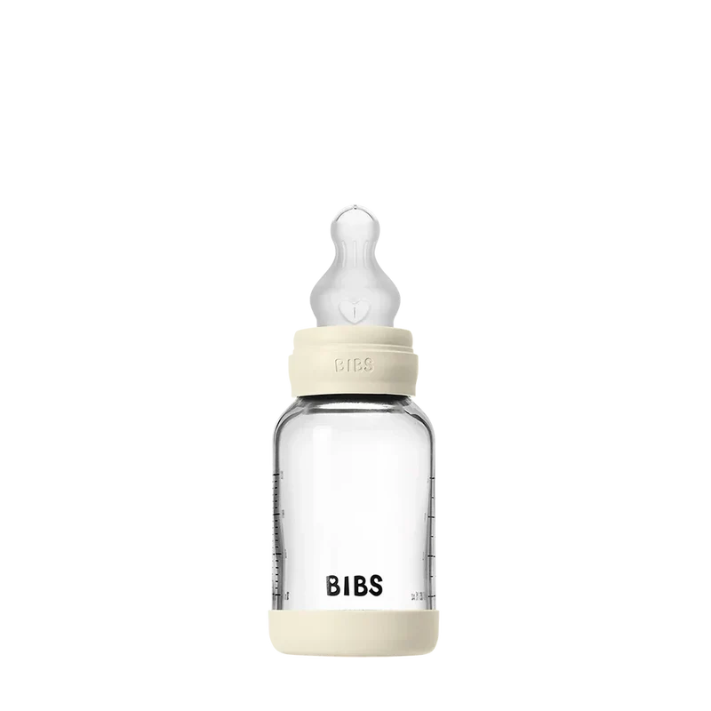 Baby Glass Bottle Set 120ml Silicone - Ivory