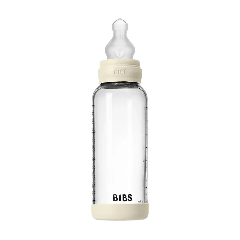 Baby Glass Bottle Set 240ml Silicone - Ivory