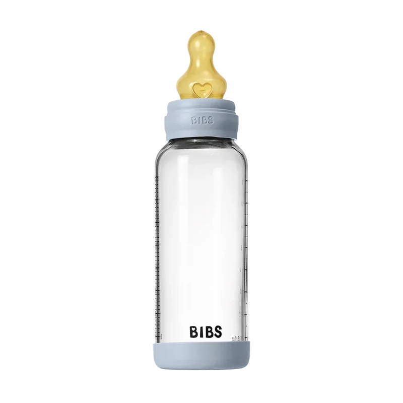 Baby Glass Bottle Set 240ml Latex - Baby Blue