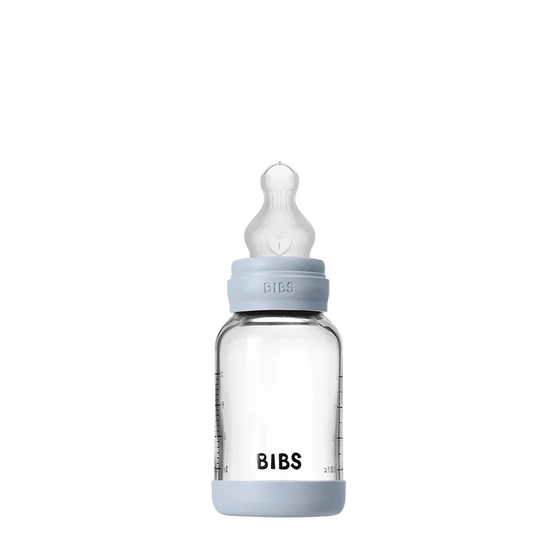 Baby Glass Bottle Set 120ml Silicone - Baby Blue