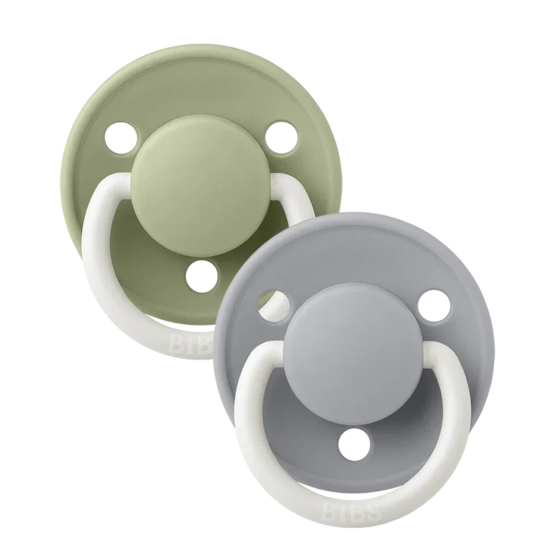 De Lux GLOW Pacifiers 2 Pack - Sage/Cloud