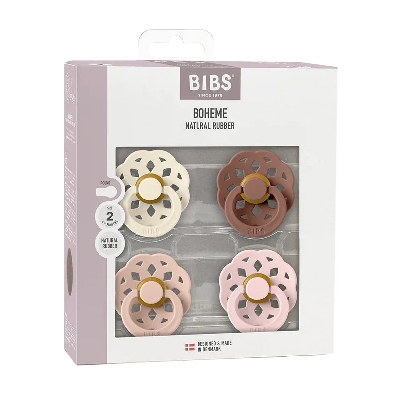Boheme Pacifiers 4 Pack - Ivory/Blush/Woodchuck/Blossom