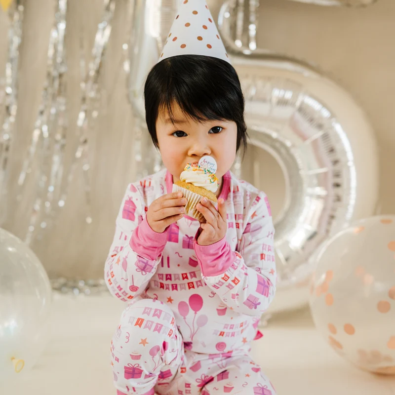 Children's PJ Set Birthday Pink