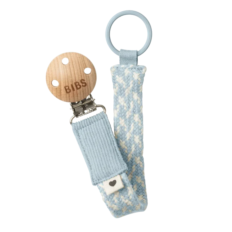 Pacifier Clip - Baby Blue/Ivory