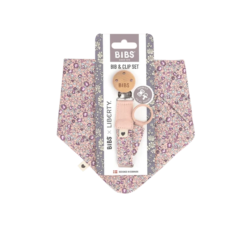 BIBS x LIBERTY Bib & Clip Set Eloise - Blush