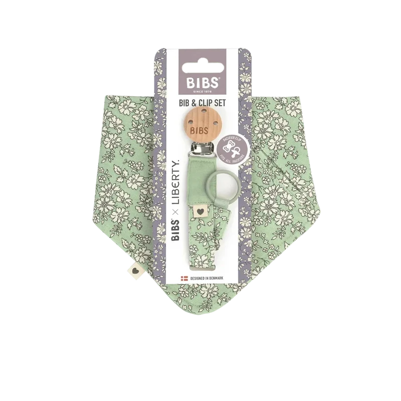 BIBS x LIBERTY Bib & Clip Set Capel - Sage