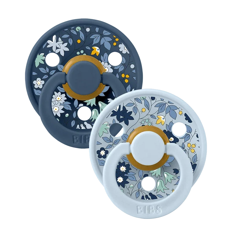 BIBS x LIBERTY Colour Pacifiers 2 Pack Chamomile Lawn - Baby Blue Mix
