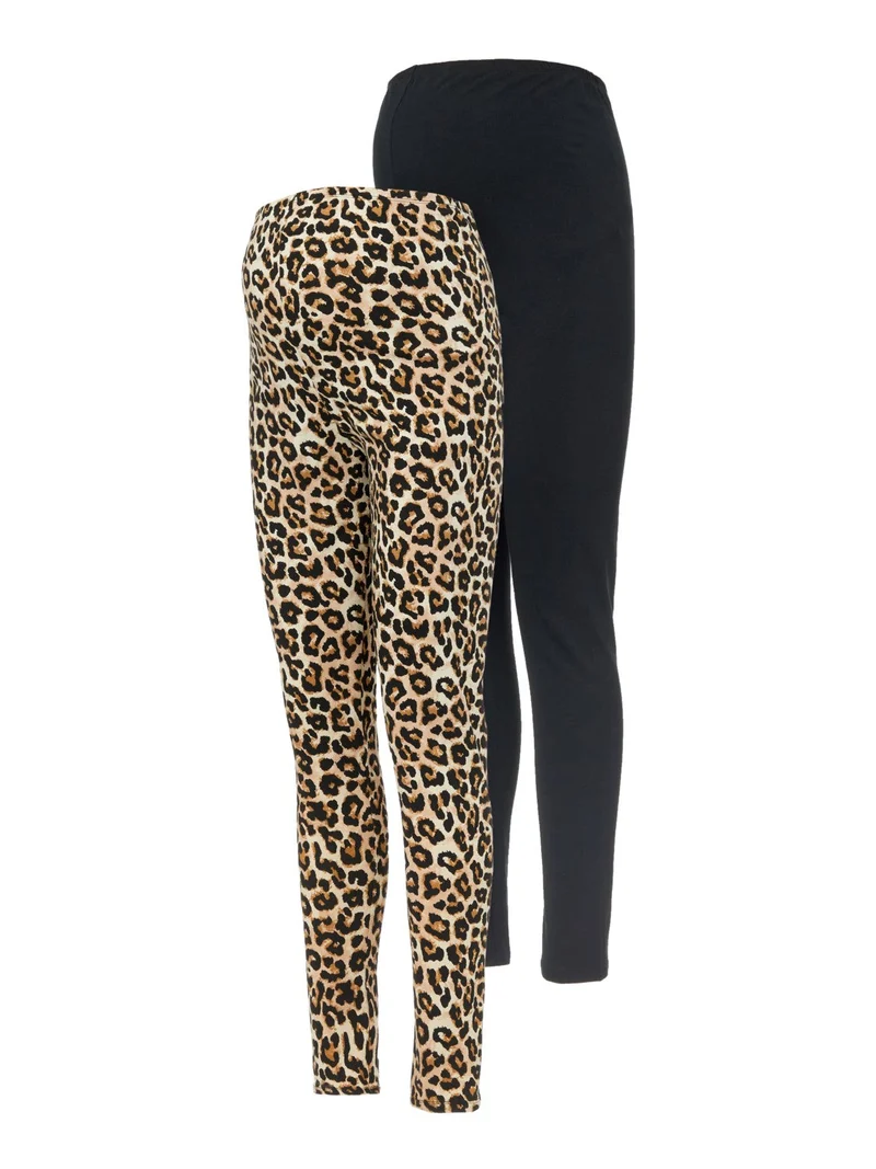 Mamalicious vente-leggings, 2-pak dyreprint/sort, MLSanni