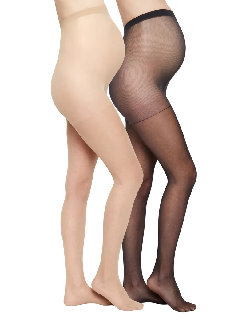 Mamalicious strømpebukser til gravide, 2-pak sort/beige (20 den), MLMalou