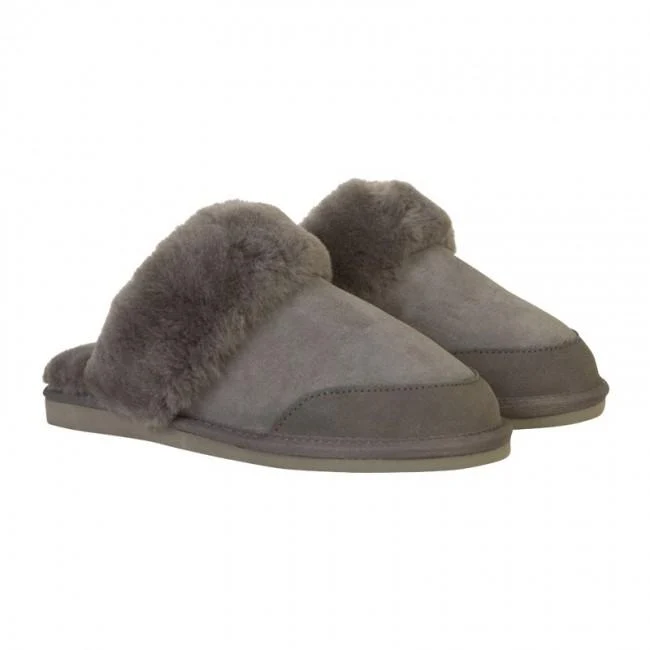 Hjemmesko/slippers i lammeskind/lammeuld, mørkegrå, New Zealand Boots
