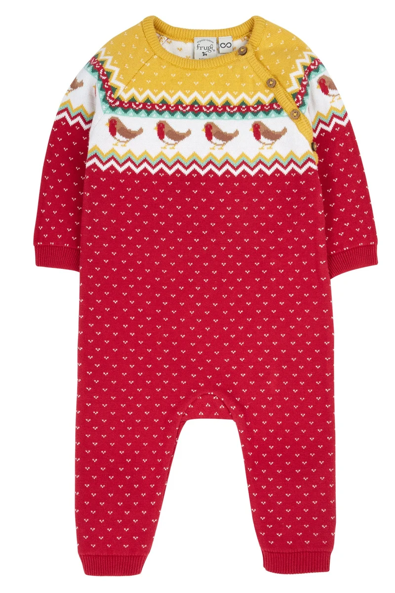Stickad heldräkt rödhake