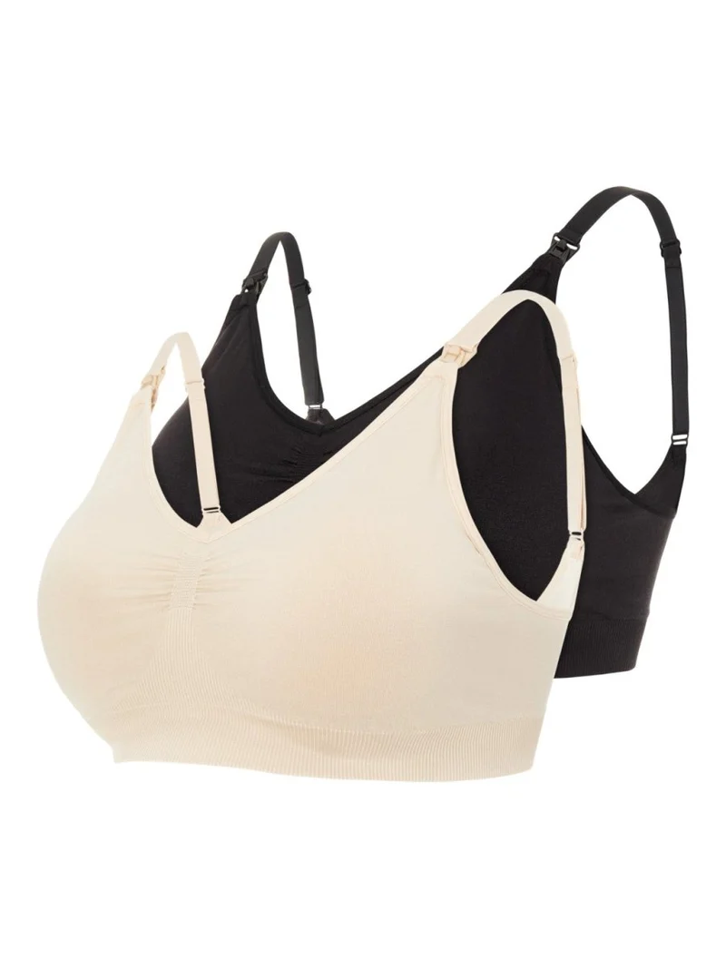 Mamalicious graviditets- og amme-bh, sort og beige (2-pak), MLILJA