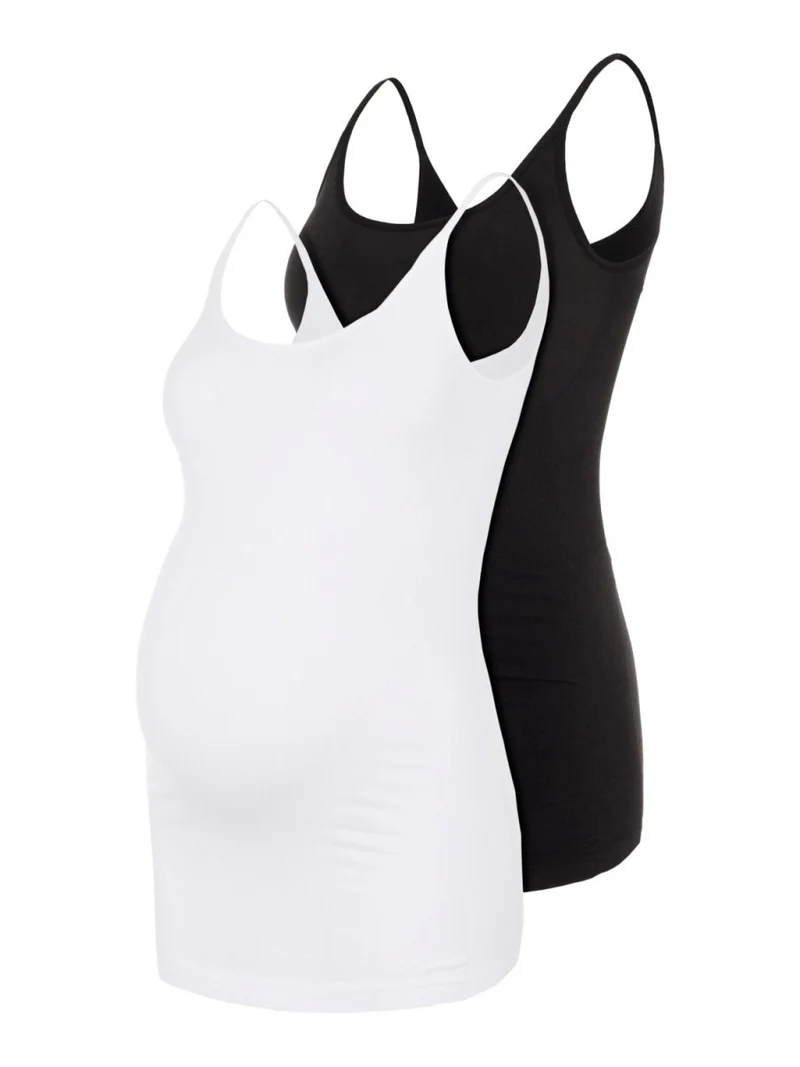 Mamalicious strap top, 2-pak sort og hvid, MLHeal