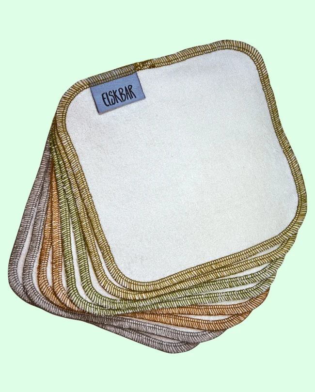 Tvättlappar, 2 lager bambufrotté, 15x15 cm, 8-pack