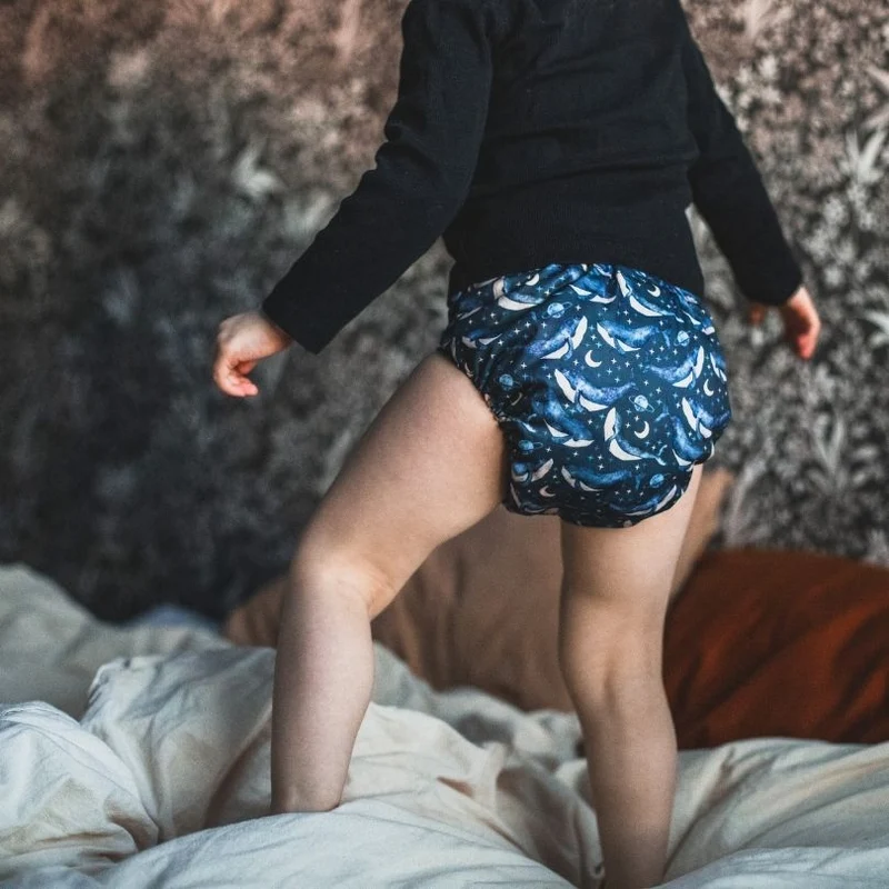 NEW! One Size Coolmax Pocket Diaper. Moon Whales