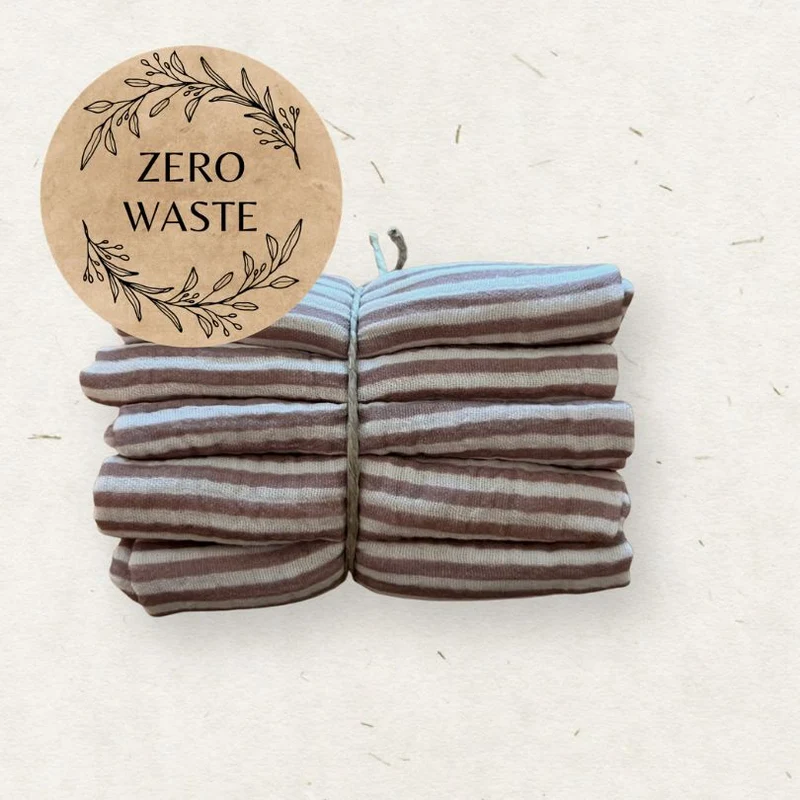 Muslin Tvättlappar - 5-pack - Pinstripe
