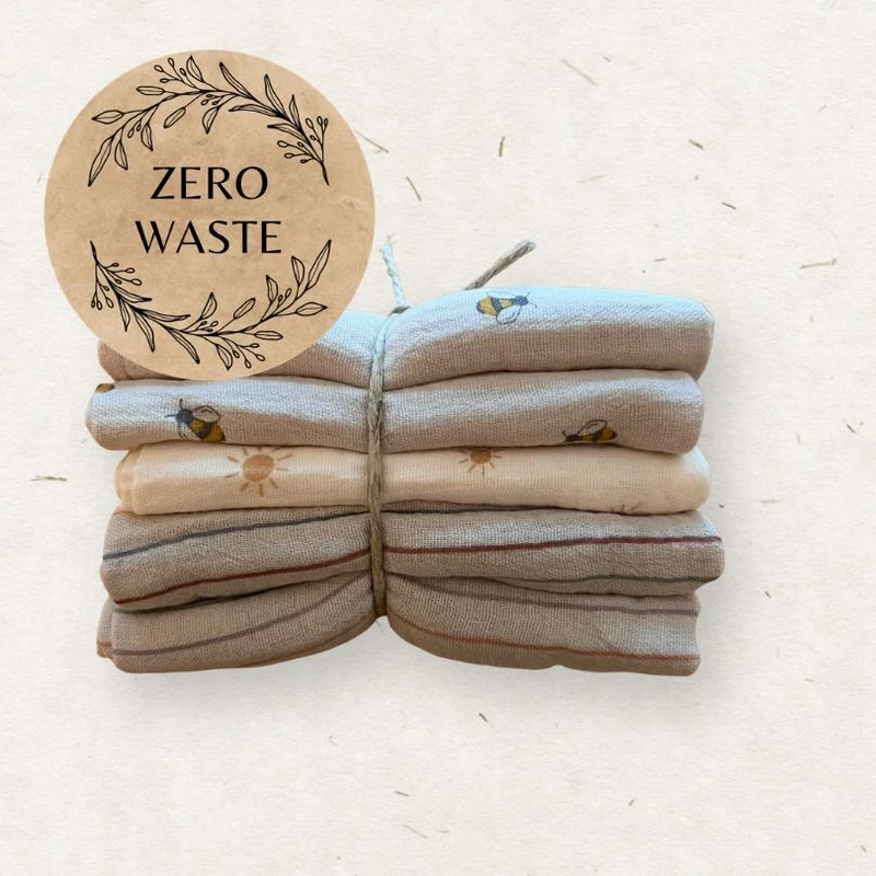 Muslin Tvättlappar - 5-pack - Bees