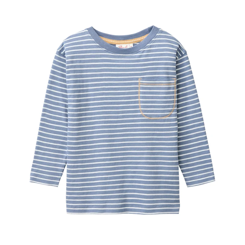 Långärmad t-shirt blå-vit-randig