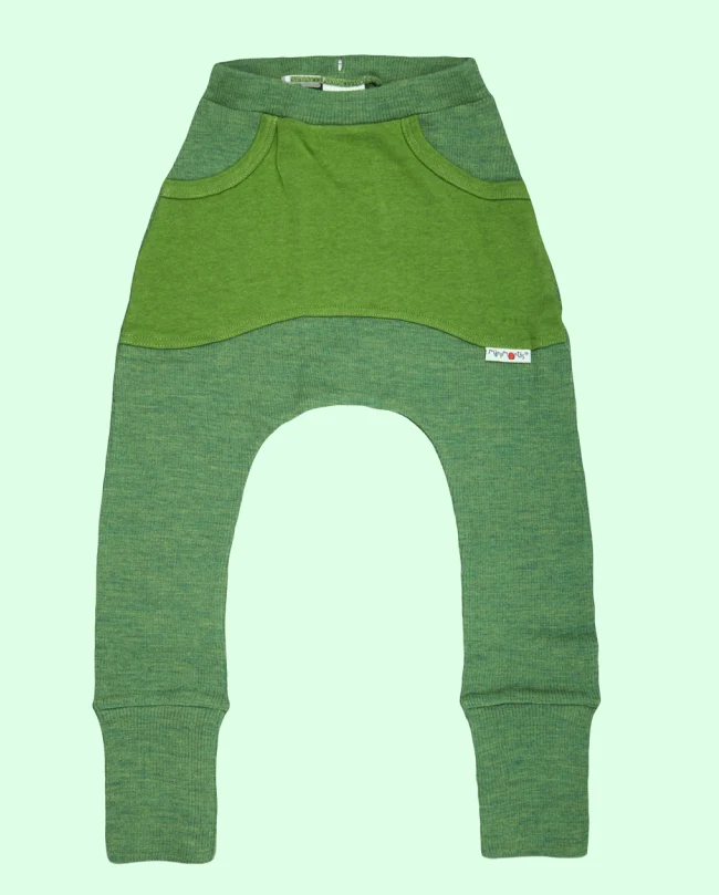 Haremsbyxor med ficka, "Kangaroo Trousers", ribbstickad merionull