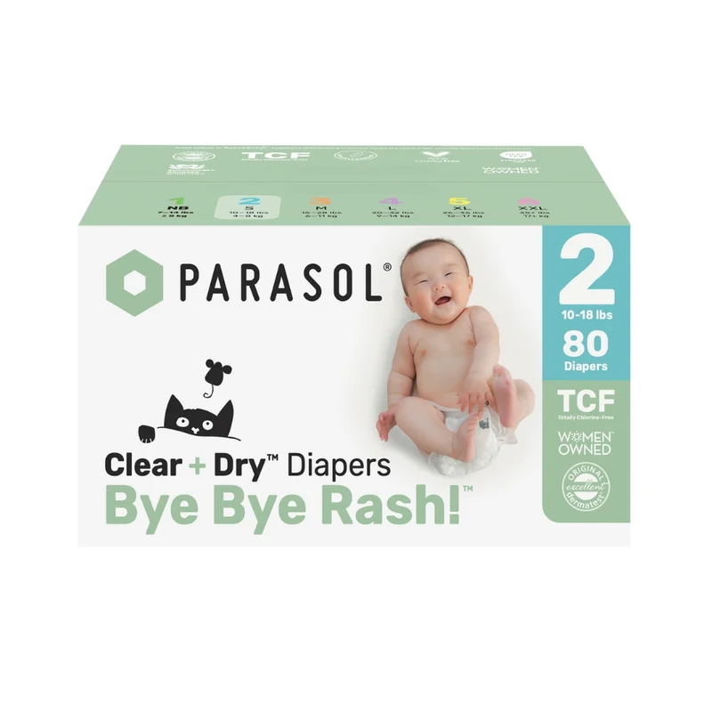 Parasol｜美國 Clear + Dry 超透氣水凝尿片｜2號/細碼｜80片｜原箱