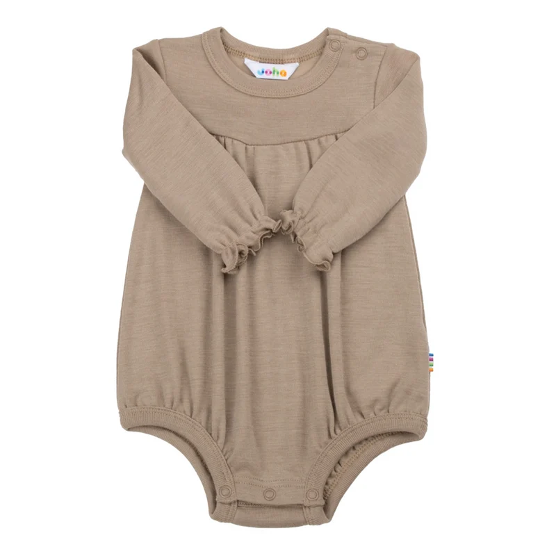 Joha Body med lange ærmer i uld/silke - Mørk beige