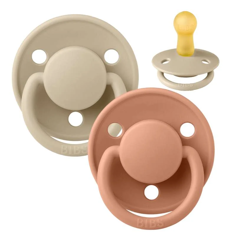 BIBS De Lux Napp - 2-Pack - Str. 2 - Naturgummi - Vanilla/Peach