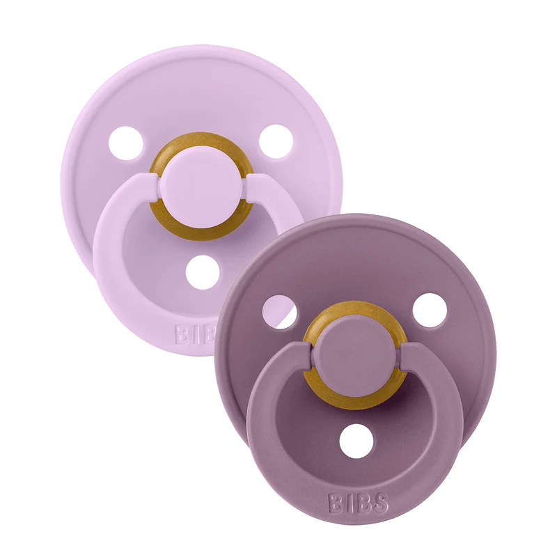 BIBS Colour rund napp strl. 2, latex – Violet Sky/Mauve (2-pack)