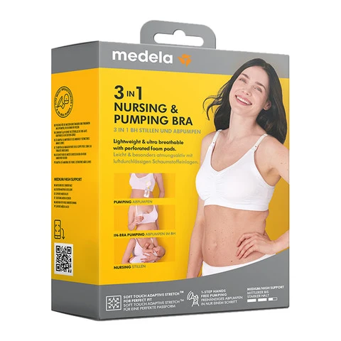 Medela Komfortabel 3-i-1 amnings- och pump-BH, vit, storlek L