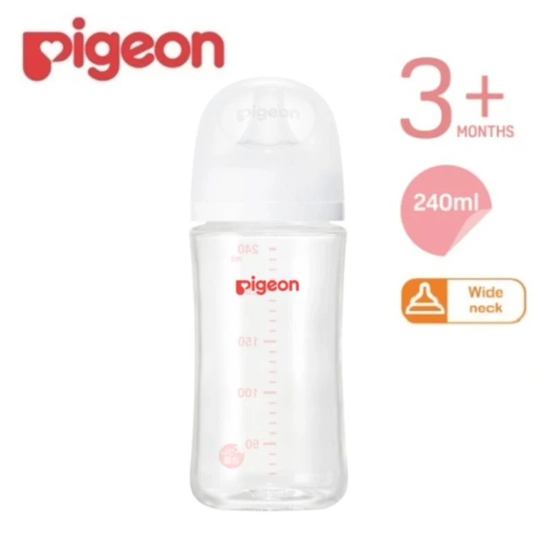Pigeon｜玻璃母乳實感寬口奶瓶｜附M號奶咀｜240毫升