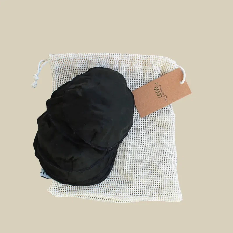 Womens Place Amningsinlägg Återanvändbara i Ekologisk Bambu/bomullsgaze - 6 stycken - Svart