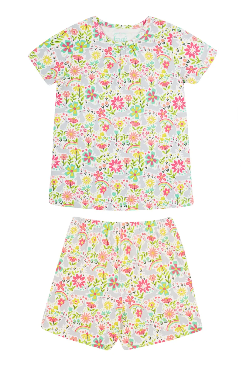 Pyjamas kortärmad blommor