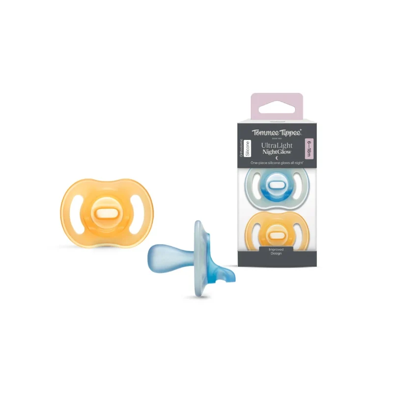 Tommee Tippee｜6-18個月夜光Ultra Light 超輕矽膠安撫奶嘴 (2個裝)