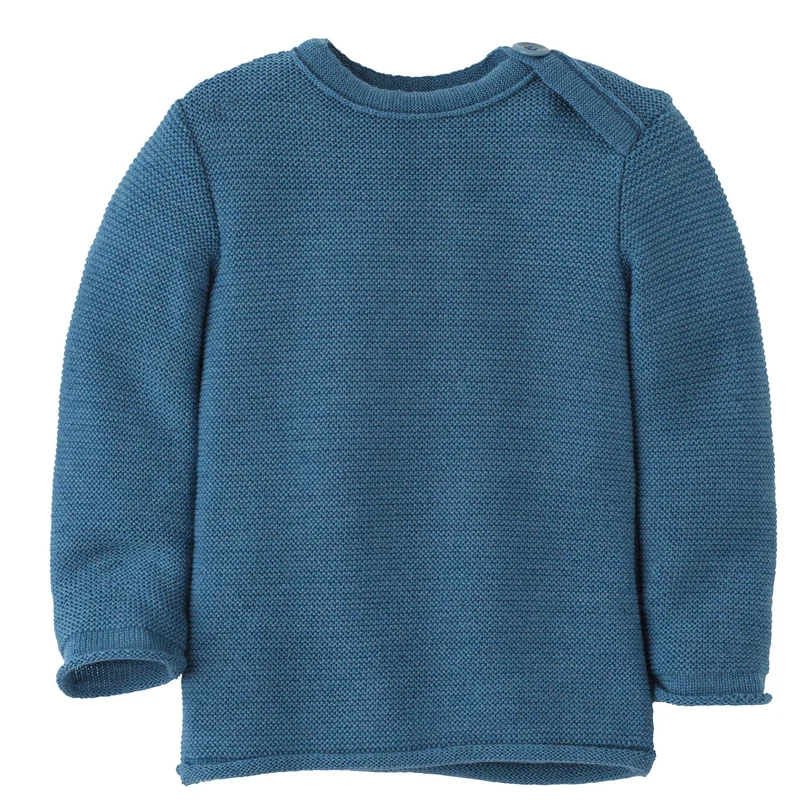 Disana stickad babytröja i merinoull – Dove Blue