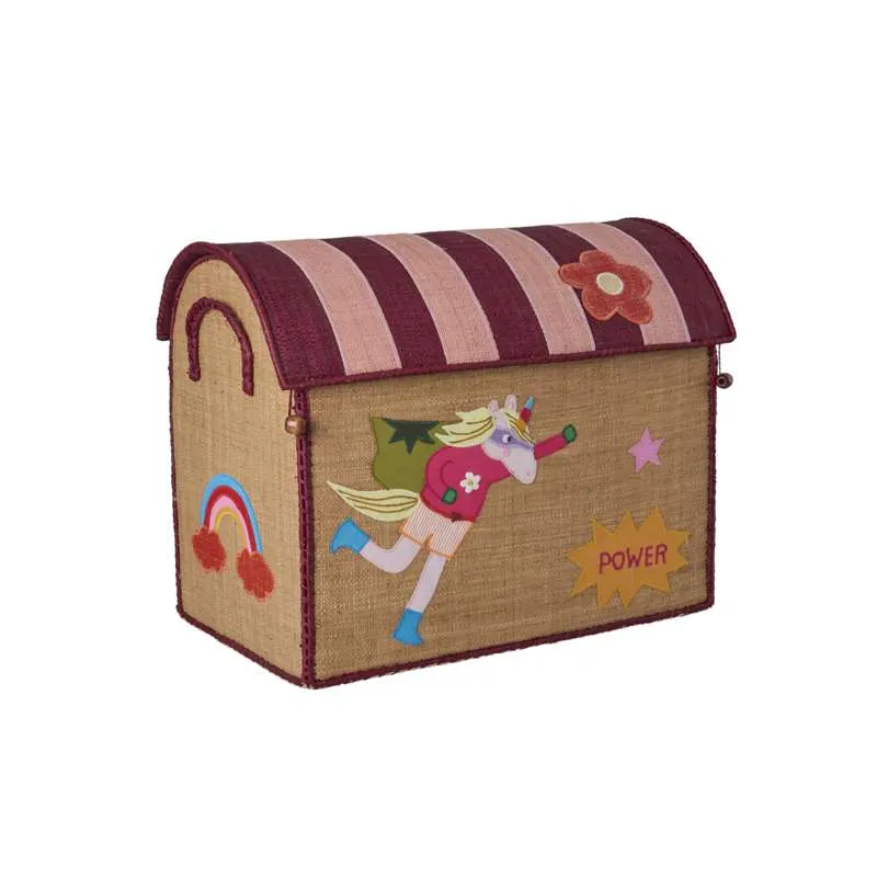 RICE Raffia Förvaringshus - Hero - Pink - Medium