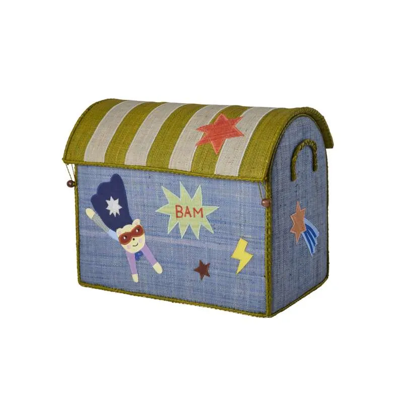 RICE Raffia Förvaringshus - Hero - Blue - Medium